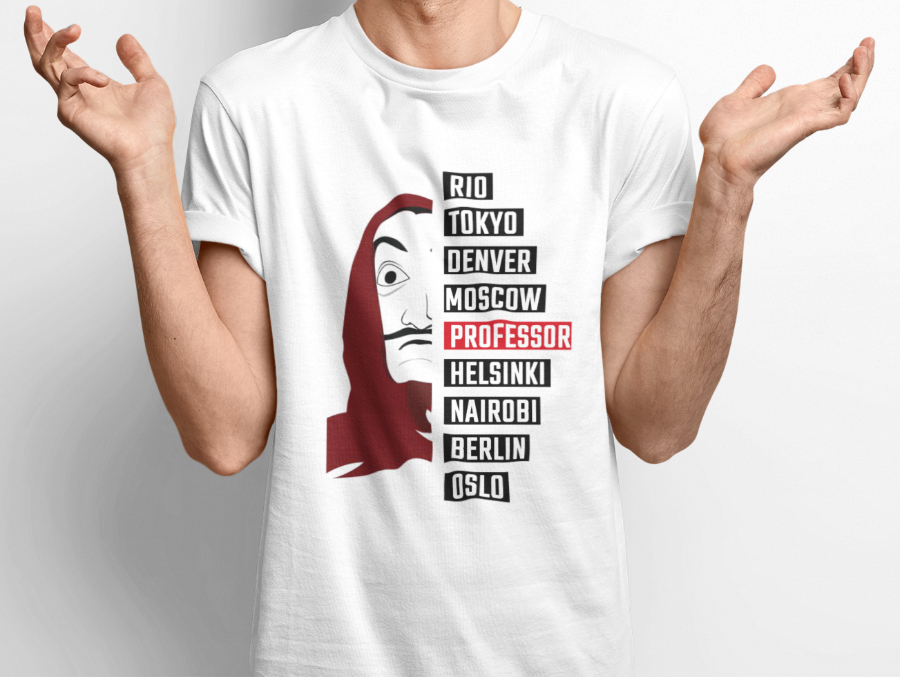 Professor City Names T-Shirt β Money Heist Inspired Graphic Tee