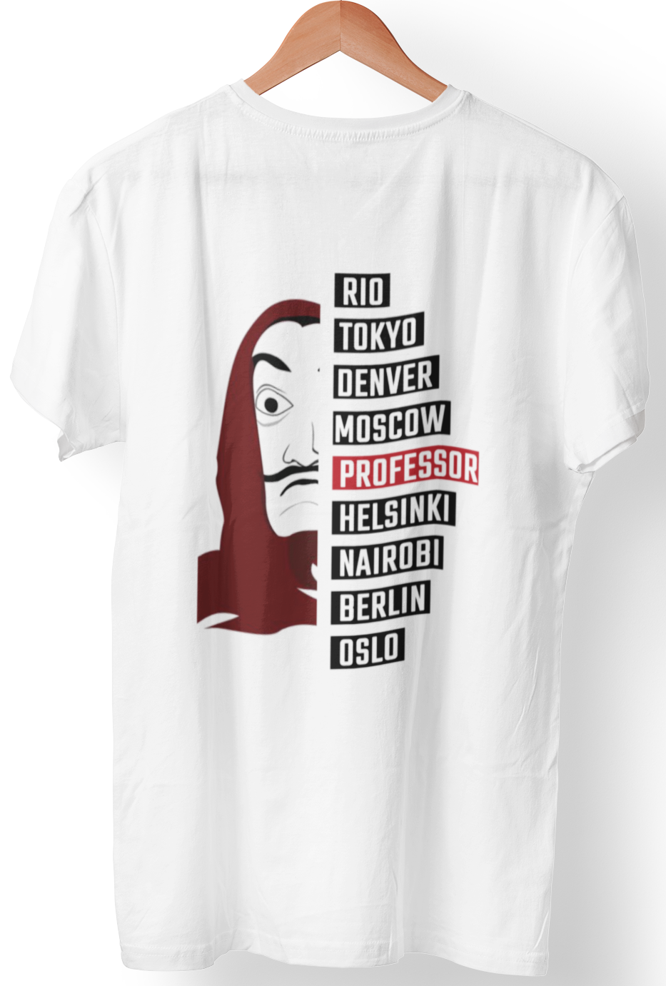 Professor City Names T-Shirt – Money Heist Inspired Graphic Tee